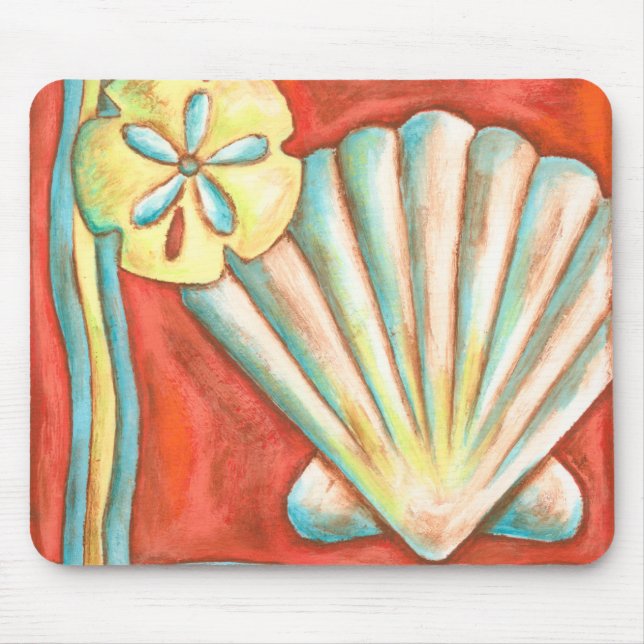 Rustic Orange Seashells Mouse Pad (Front)
