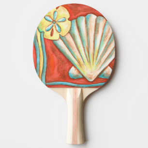 Rustic Orange Seashells Ping-Pong Paddle