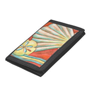 Rustic Orange Seashells Tri-fold Wallet