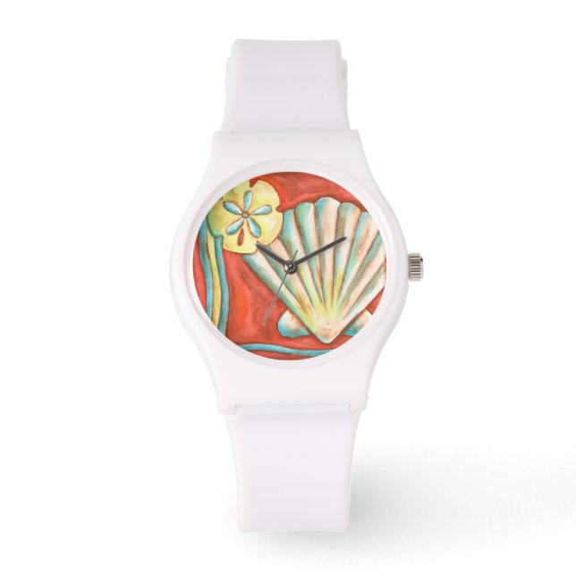 Rustic Orange Seashells Watch (Front)