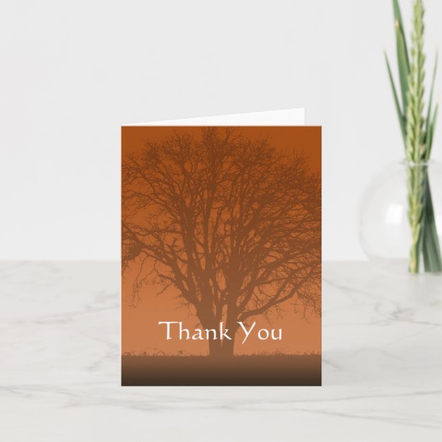 Rustic Orange Tree of Life Thank You Card (Front)