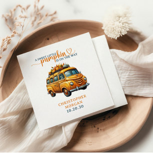 Rustic Orange Truck Little Pumpkin Baby Shower Napkins
