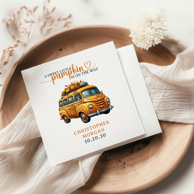 Rustic Orange Truck Little Pumpkin Baby Shower Napkins (Creator Uploaded)