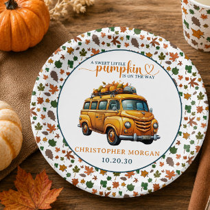 Rustic Orange Truck Little Pumpkin Baby Shower Paper Plates