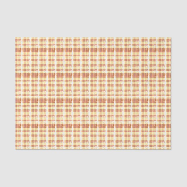 Rustic Orange Waffle Plaid Modern Farmhouse Tissue Paper (Front)