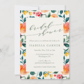 Rustic Orange Watercolor Flowers Bridal Shower Invitation (Front)