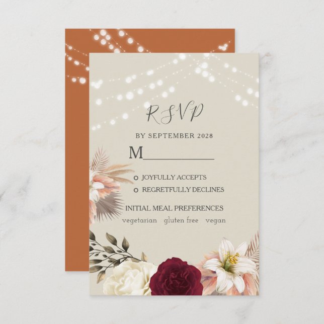 Rustic Orange Wedding RSVP Card (Front/Back)
