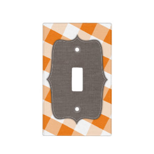 Rustic Orange & White Gingham Light Switch Cover