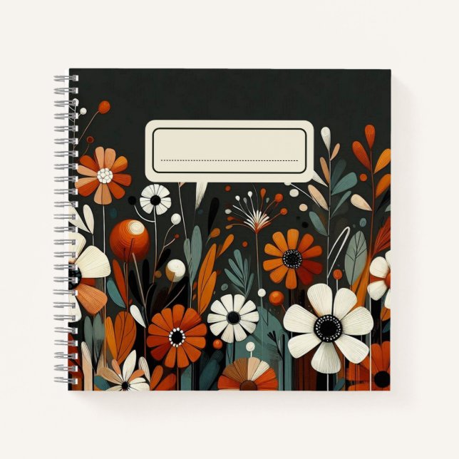  Rustic Orange Wildflower with Golden Accents Notebook (Front)