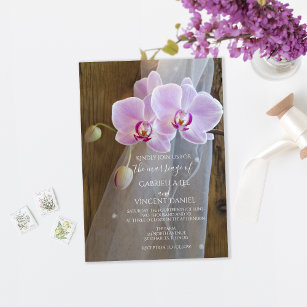 Rustic Orchid Elegance Barn Wedding Invitation