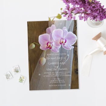 Rustic Orchid Elegance Barn Wedding Invitation by loraseverson at Zazzle