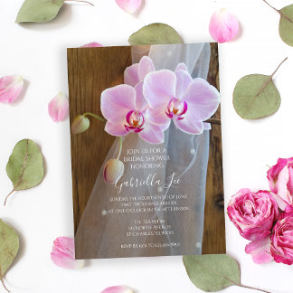 Rustic Orchid Elegance Country Barn Bridal Shower Invitation