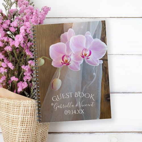 Rustic Orchid Elegance Country Barn Wedding Guest Notebook