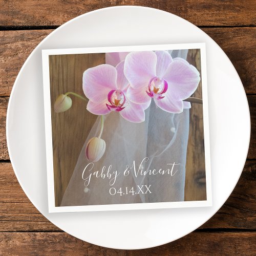 Rustic Orchid Elegance Country Barn Wedding Napkins
