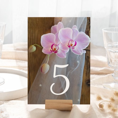 Rustic Orchid Elegance Country Barn Wedding Table Number