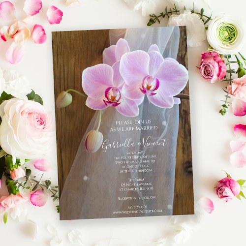 Rustic Orchid Elegance Ranch Wedding Invitation