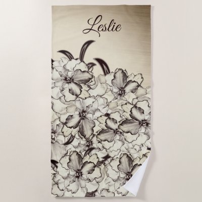 Rustic Orchid Garden Personalized Beach Towel