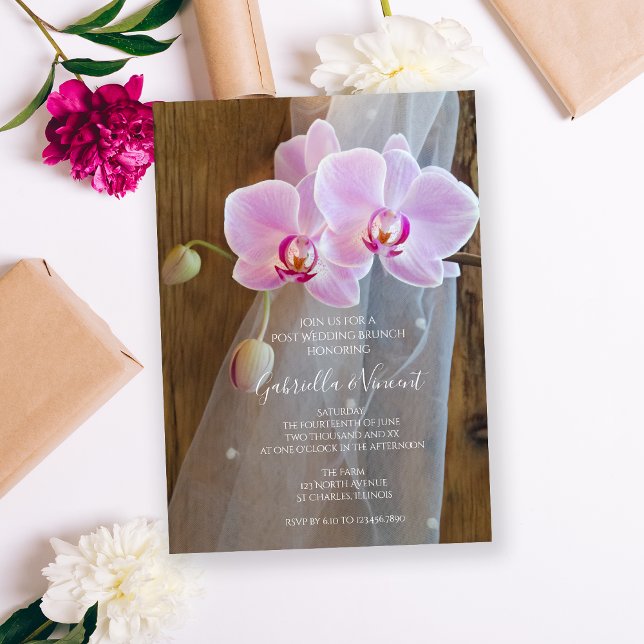 Rustic Orchids Country Barn Post Wedding Brunch Invitation (Creator Uploaded)