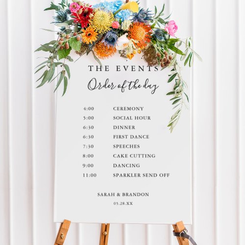 Rustic Order of Events Wedding Timeline Ceremony Foam Board