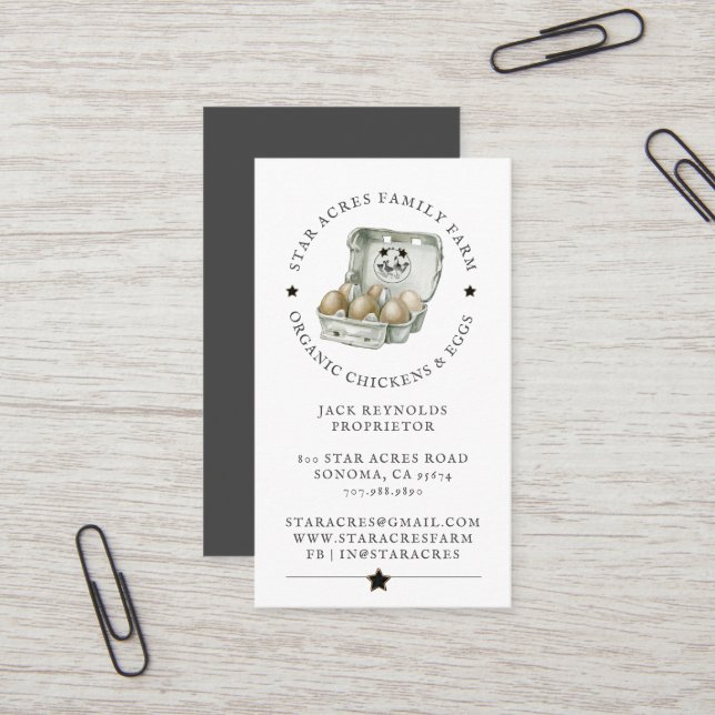 Rustic Organic Chicken Fresh Organic Eggs    Busin Business Card (Front/Back In Situ)