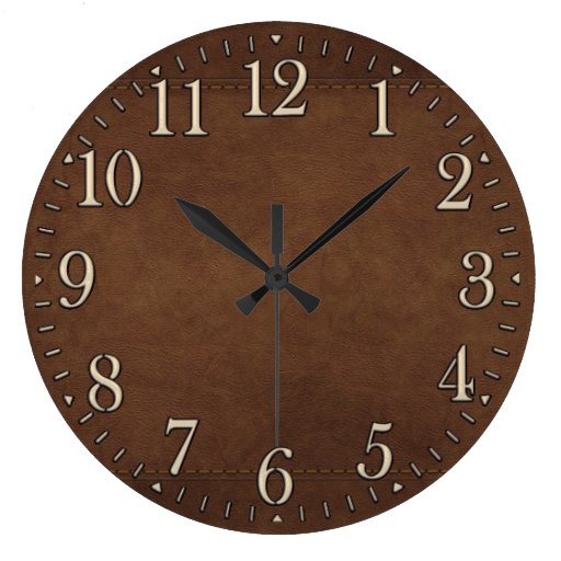 Rustic Organic Faux-Leather Wall Clock | Zazzle