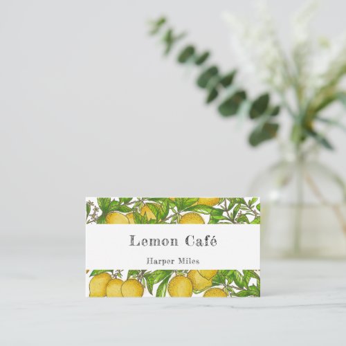 Rustic organic watercolor lemons business card