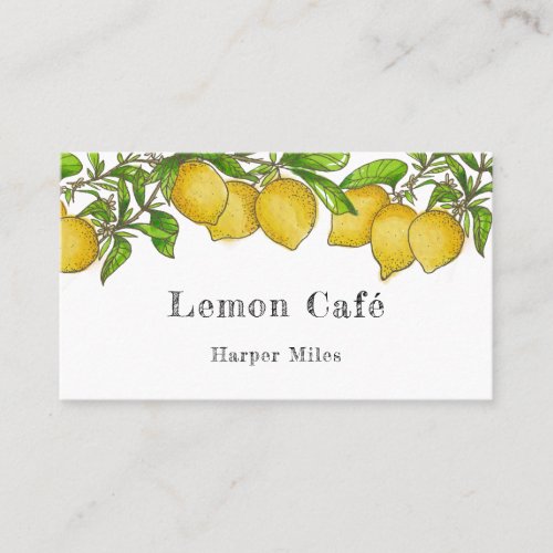 Rustic organic watercolor lemons business card