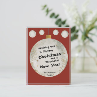 Rustic Ornament Merry Christmas Family Card