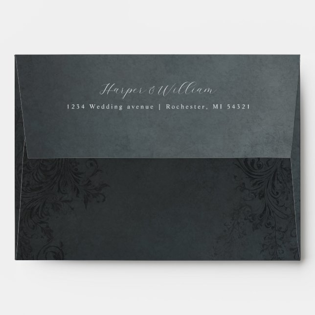 Rustic ornamental address wedding envelope (Back (Top Flap))