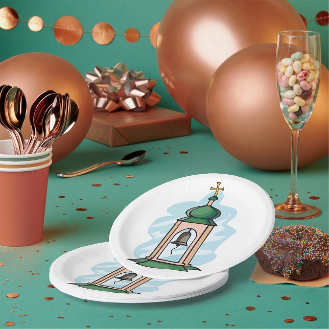Rustic Orthodox Church Belfry Paper Plates (Creator Uploaded)
