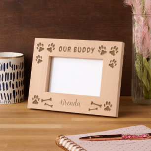Rustic Our Buddy script dog name Engraved Frames