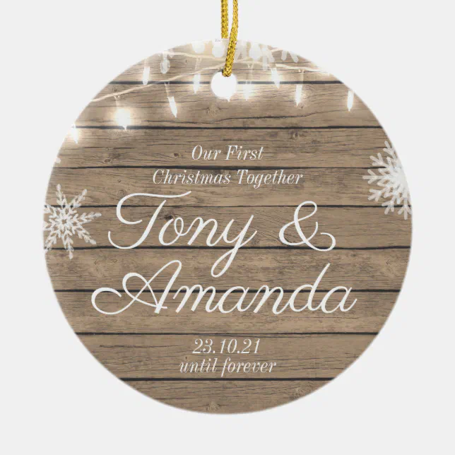 Rustic Our First Christmas Together Ornament Zazzle 