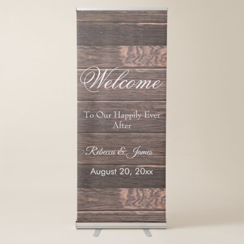 Rustic Our Happily Ever After Welcome Wedding Retractable Banner
