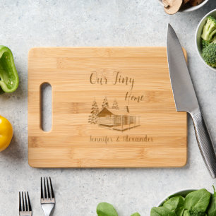 Rustic Our tiny Home monogram name Engraved Cutting Board