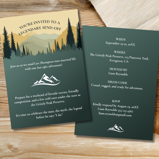 Rustic Outdoor Adventure Bachelor Party Invitation (Bachelor Weekend Outdoor Adventure)