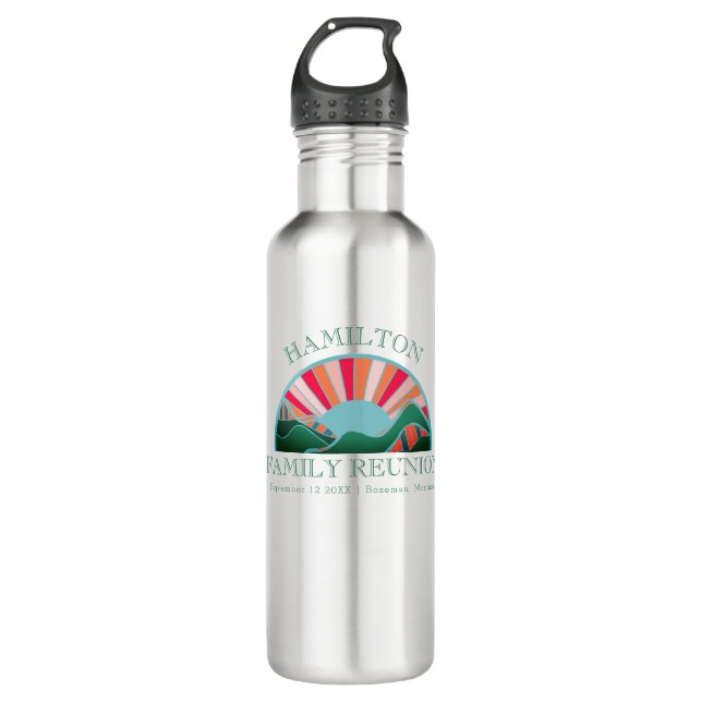 Rustic Outdoor Mountain Family Reunion  Stainless Steel Water Bottle (Front)