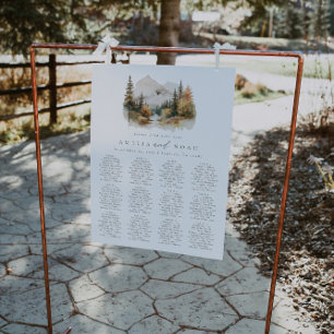 Rustic Outdoor Mountain Wedding Seating Chart Foam Board