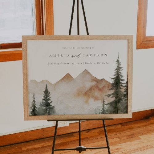 Rustic Outdoor Mountain Wedding Welcome Sign