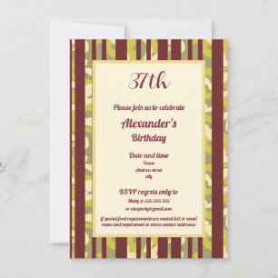 Rustic Outdoor Stripe Pattern Any Age Birthday Invitation