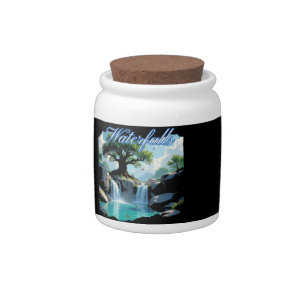 Rustic Outdoor Waterfalls Camping Candy Jar