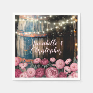 Rustic Outdoor Whimsical Whiskey Barrel Wedding Napkins