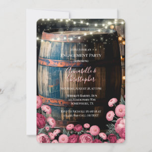 Rustic Outdoor Whiskey Barrel Engagement Party Invitation