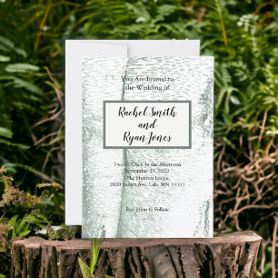 Rustic Outdoor Woodsy Birch Tree Wedding Design Invitation