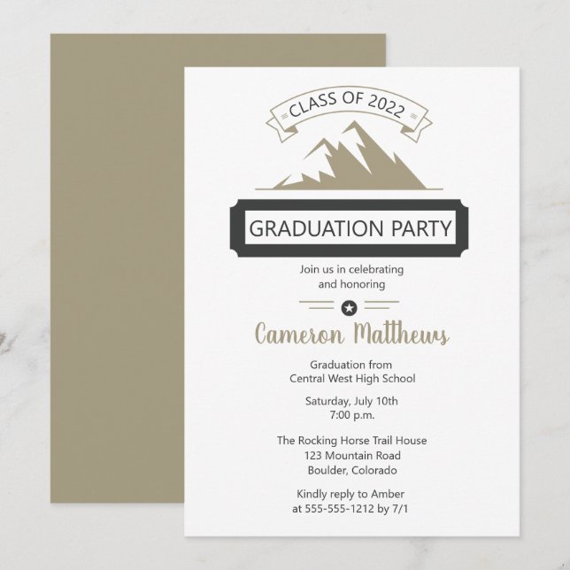 Rustic Outdoors Mountain Theme Graduation Party Invitation (Front/Back)