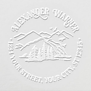 Rustic Outdoors: Mountains Trees Name Address Embosser