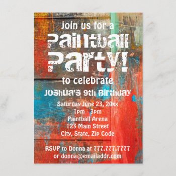Rustic Outdoors Paintball Party Invitation by DaisyPrint at Zazzle