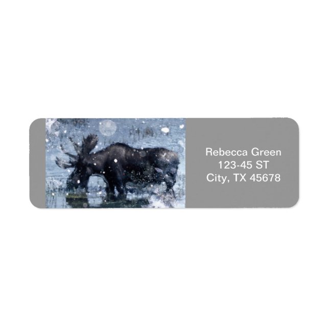 Rustic outdoorsman  wilderness wildlife bull moose label (Front)