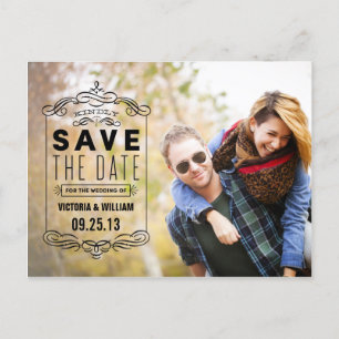 RUSTIC OVERLAY   SAVE THE DATE ANNOUNCEMENT POSTCARD