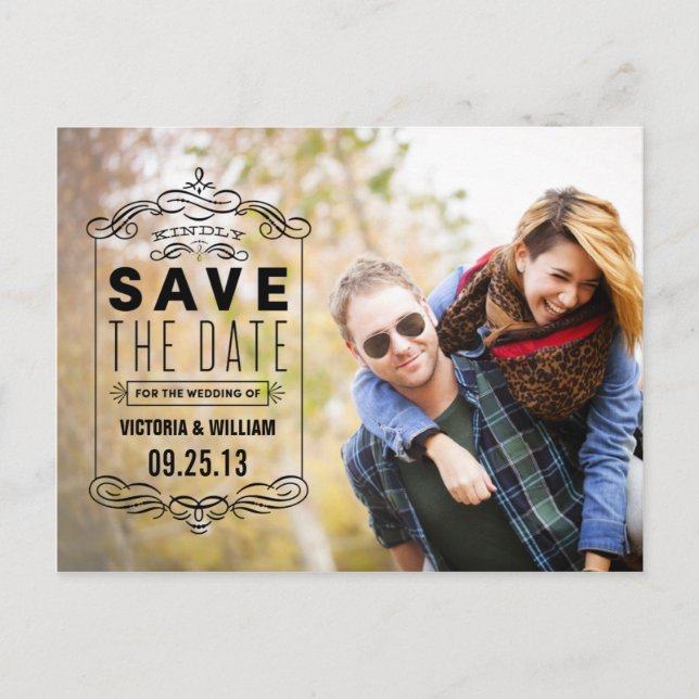 RUSTIC OVERLAY | SAVE THE DATE ANNOUNCEMENT POSTCARD (Front)
