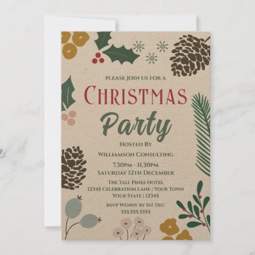 Rustic Oversized Branch Company Christmas Party  Invitation